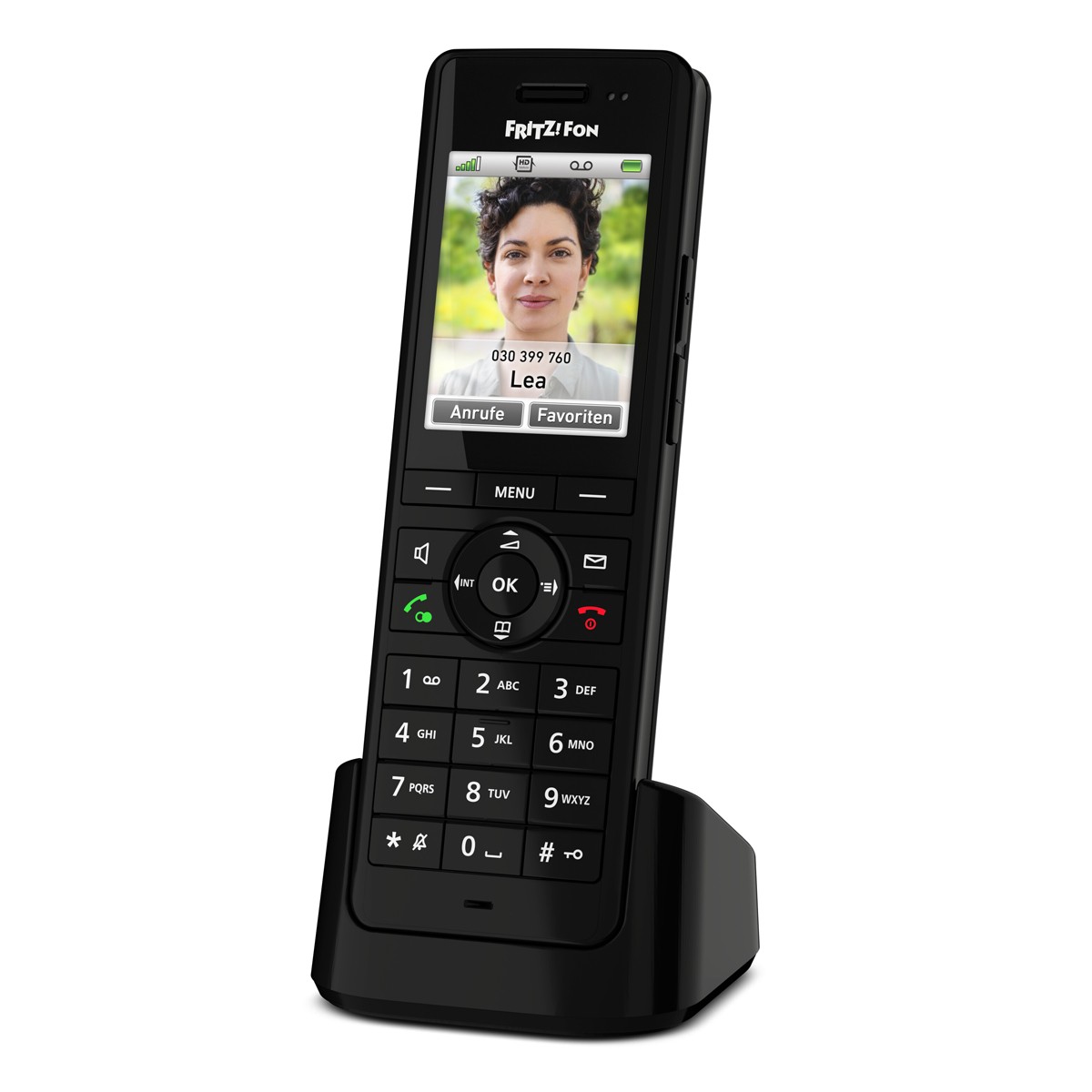FRITZ!Fon X6 DECT-Telefon, Schwarz Schnurloses Telefon mit Farbdisplay