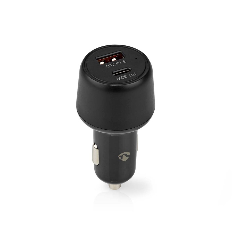 Nedis Auto-Ladegerät 48 W 2x 3.0 A - Anzahl der Ausgänge: 2, Port Type: USB-A / USB-C™, Automatische Spannungswahl