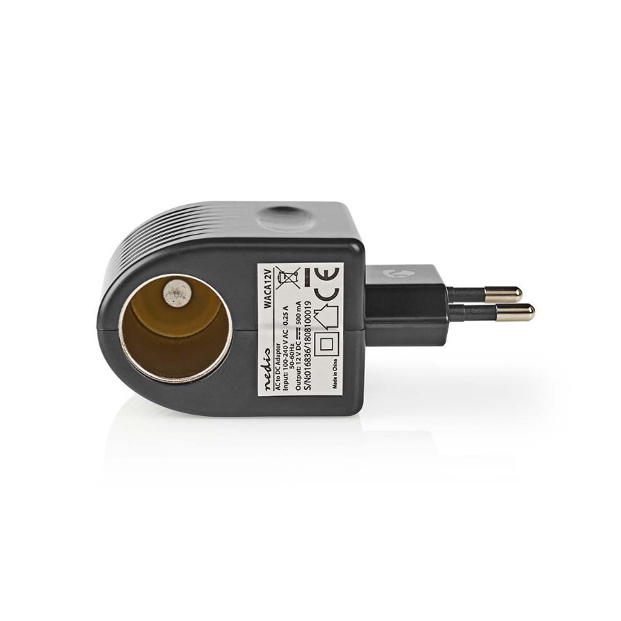 Nedis Steckdosen Adapter Euro / Typ C (CEE 7/16) - 100 - 240 V AC 50/60 Hz, 12 V DC, 6 W, Netzstromversorgung, 0.3 A, schwarz, K