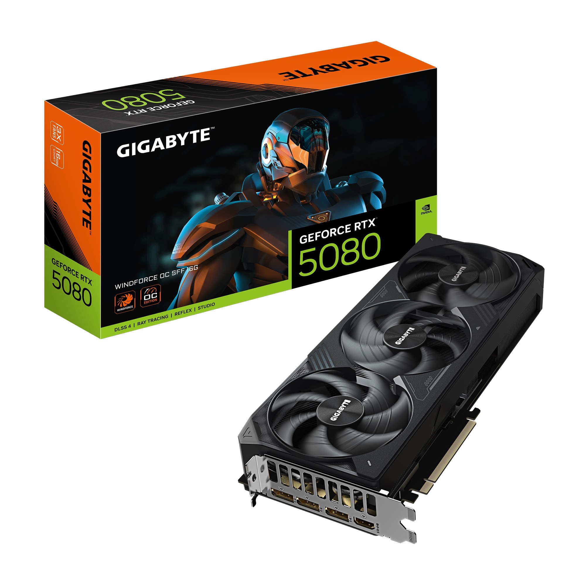 GIGABYTE GeForce RTX 5080 Windforce OC SFF 16G - 16GB GDDR7, HDMI, 3x DP