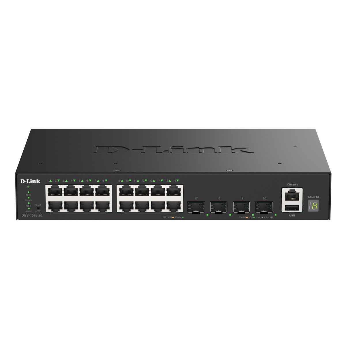 D-Link DGS-1530-20 Smart Managed Switch 16x Gigabit Ethernet, 4x 10G SFP+, 1x USB 2.0, 1x Konsolen-Port