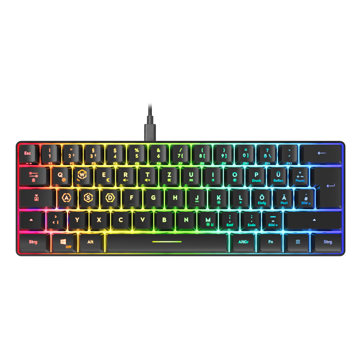 Speedlink LETOS RGB 60% Gaming Keyboard, schwarz - DE layout
