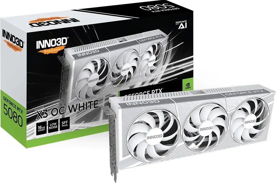 INNO3D GeForce RTX 5080 X3 OC White - 16GB GDDR7, HDMI, 3x DP