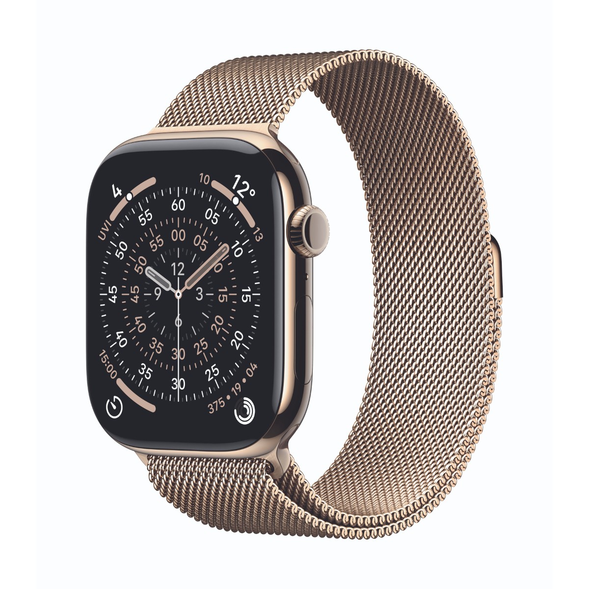 Apple Watch Series 11 Cellular 46mm Gold Titan Gehäuse mit Gold Milanaise Armband - S/M