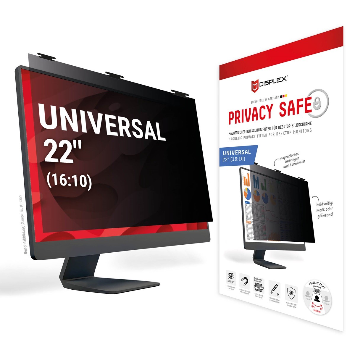 DISPLEX Privacy Blickschutzfilter Safe Desktop Uni 22" (16:10)