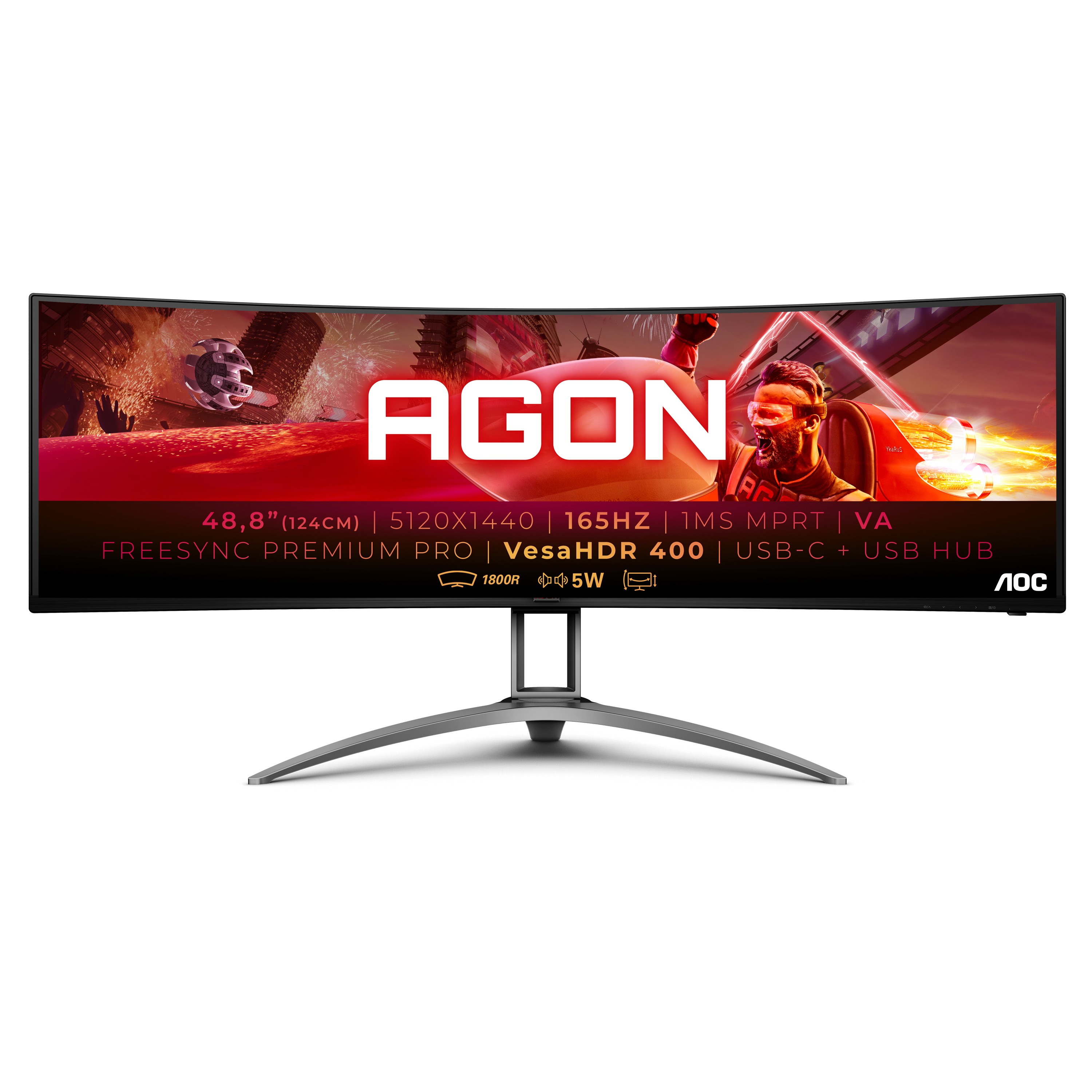 AOC AG493UCX2 Gaming Monitor - FreeSync Premium Pro, 165Hz, DQHD