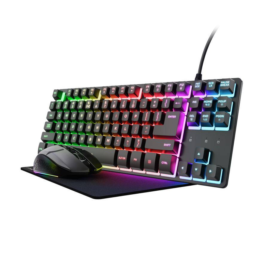 Trust GXT794 3-in-1 Gaming Bundle Bundle bestehend aus Tastatur, Maus und Mauspad