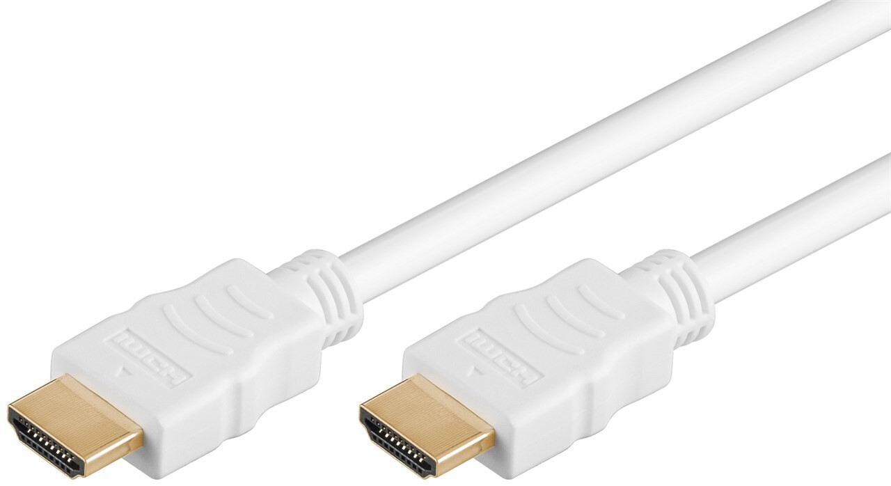 Goobay 3m HDMI Kabel 2.0 mit Ethernet, weiß [4K (2160p), bis zu 18Gbit/s, vergoldete Kontakte, ARC]