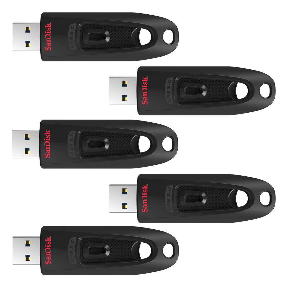 SanDisk Ultra USB-Stick 16GB 5er Pack Slider, bis zu 100 MB/s, USB 3.2 Gen 1x1 (5 Gbit/s)