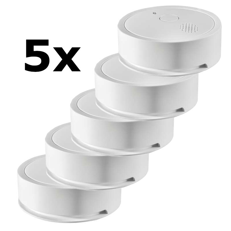 Bundle 5x Shelly Plus Smoke Rauchmelder - Smarter WLAN- und Bluetooth-Rauchmelder mit App-Benachrichtungen und akustischen Warnu