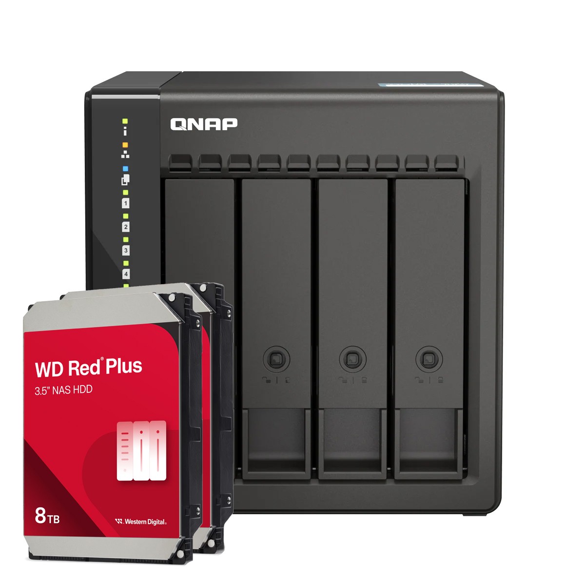 QNAP TS-453E-8G 16TB WD Red Plus NAS-Bundle NAS inkl. 2x 8TB WD Red Plus 3.5 Zoll SATA Festplatte