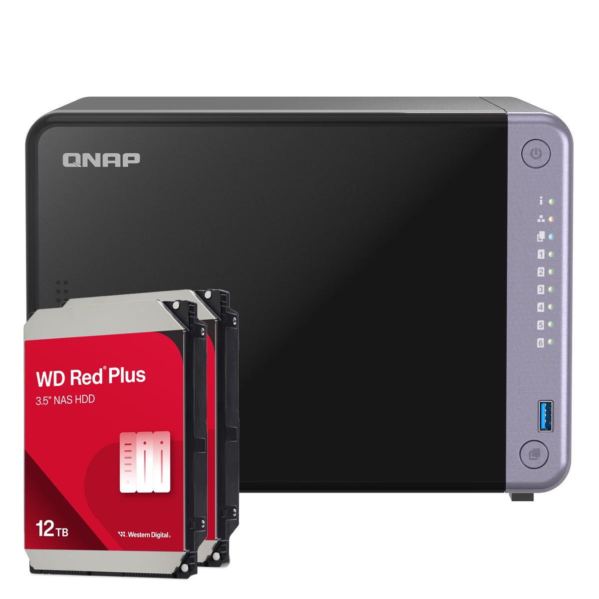 QNAP TS-632X-4G 24TB WD Red Plus NAS-Bundle NAS inkl. 2x 12TB WD Red Plus 3.5 Zoll SATA Festplatte