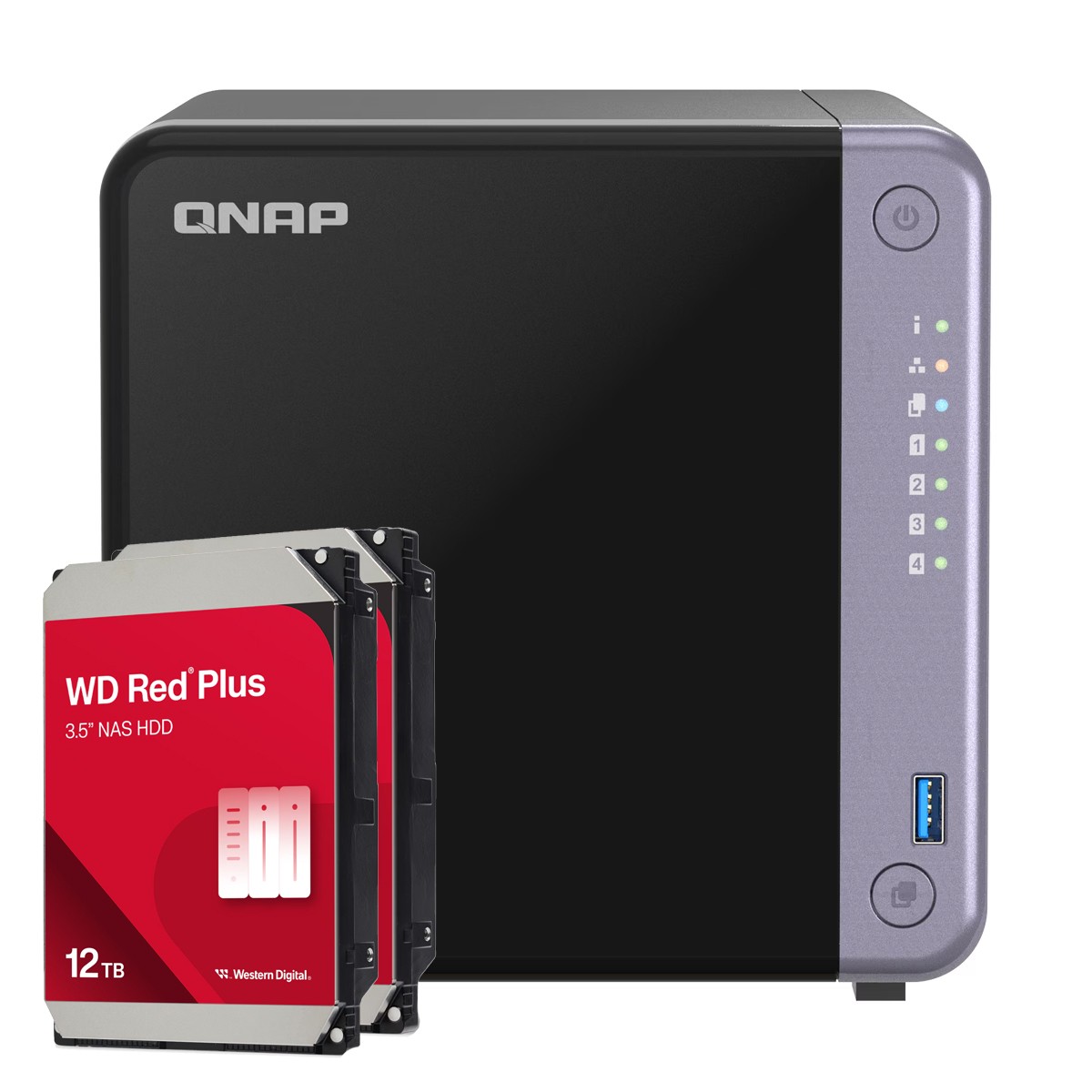 QNAP TS-432X-4G 24TB WD Red Plus NAS-Bundle NAS inkl. 2x 12TB WD Red Plus 3.5 Zoll SATA Festplatte