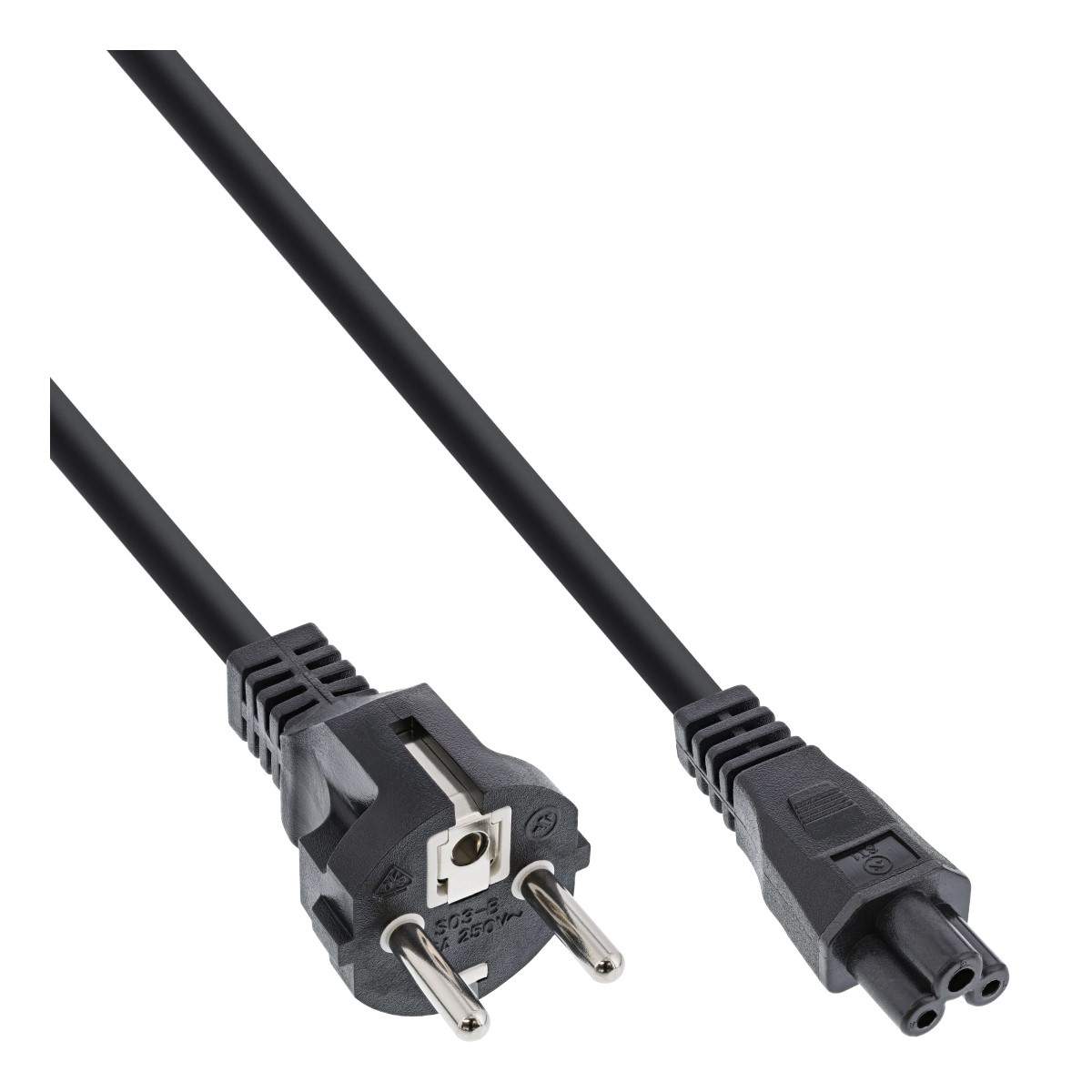 InLine® Netzkabel für Notebook, 3pol Kupplung, schwarz, 1,8m