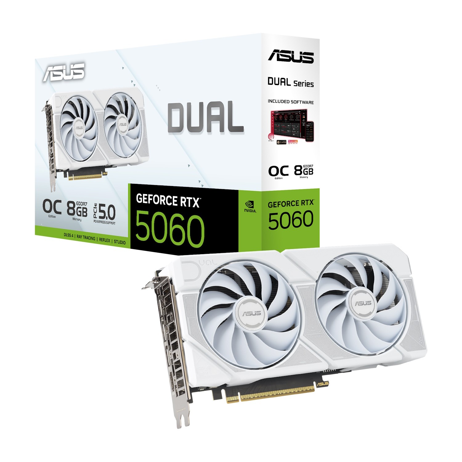 ASUS Dual GeForce RTX 5060 8G OC White - 8GB GDDR7, HDMI, 3x DP