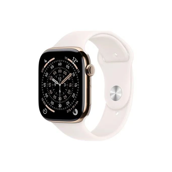 Apple Watch Series 11 Cellular 46mm Gold Titan Gehäuse mit Blassrosa Sport Band - M/L