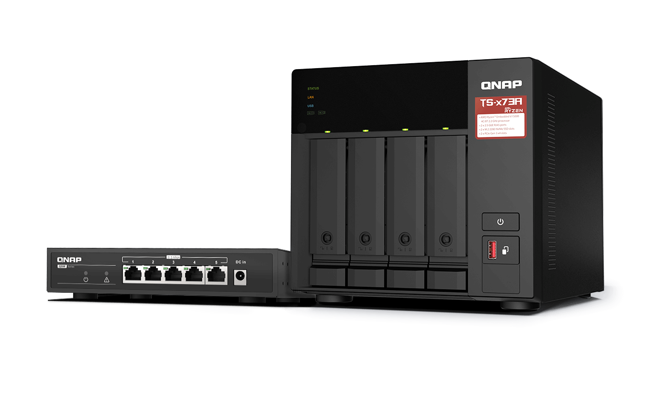 QNAP TS-473A-SW5T NAS 4-Bay [0/4 HDD/SSD, 2x 2.5 Gigabit Ethernet, 3x USB-A, 1x USB-C, 8GB RAM]