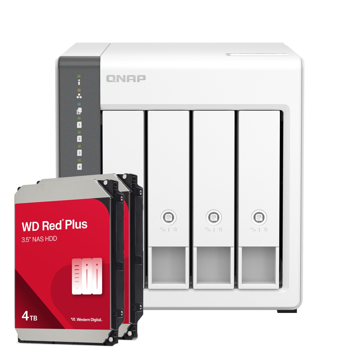 QNAP TS-433-4G 8TB WD Red Plus NAS-Bundle NAS inkl. 2x 4TB WD Red Plus 3.5 Zoll SATA Festplatte