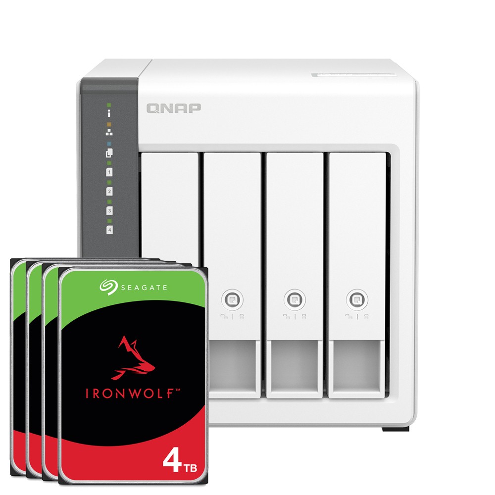 QNAP TS-433-4G 16TB Seagate IronWolf NAS-Bundle NAS inkl. 4x 4TB Seagate IronWolf 3.5 Zoll SATA Festplatte