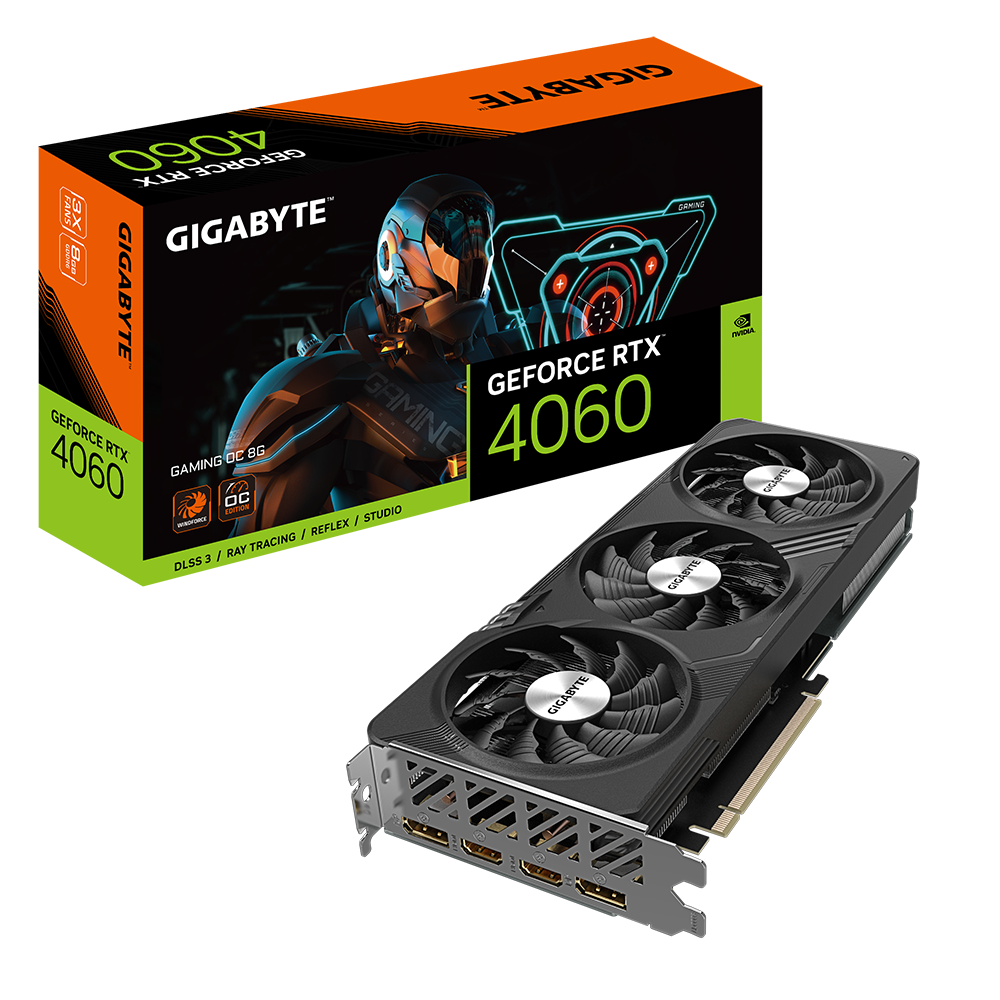 Gigabyte GeForce RTX 4060 GAMING OC 8G Grafikkarte - 8GB GDDR6, 2x HDMI, 2x DP