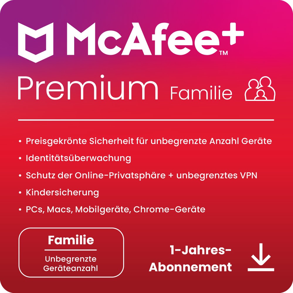 McAfee Plus Premium - Family [Geräte unbegrenzt - 1 Jahr]
