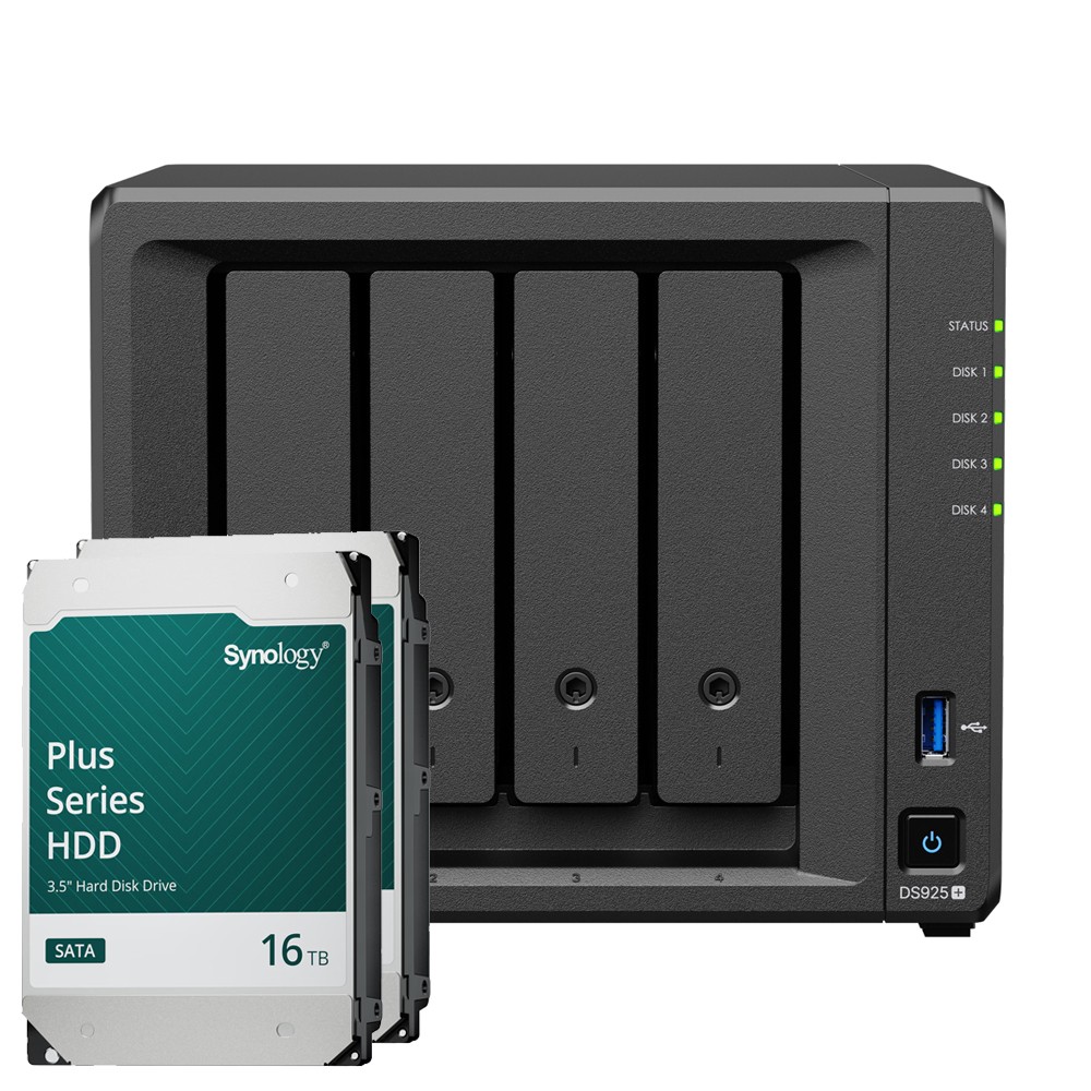 Synology DS925+ 32TB Plus HDD NAS-Bundle NAS inkl. 2x 16TB Synology Plus 3.5 Zoll SATA Festplatte