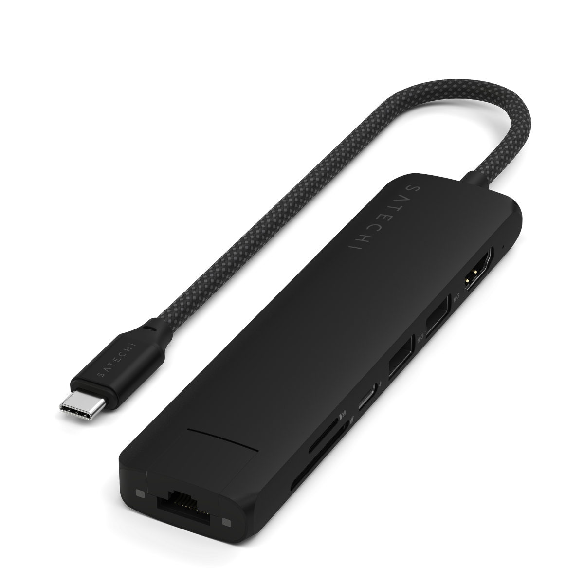 Satechi USB-C 7-in-1 Slim Multiport Adapter with Ethernet Black