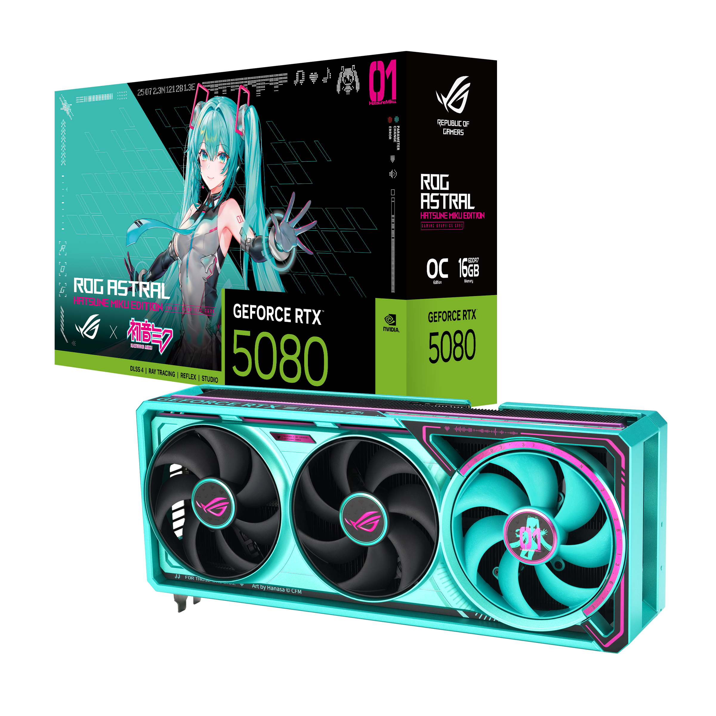 ASUS ROG Astral GeForce RTX 5080 Hatsune Miku Edition - 16GB GDDR7, 2x HDMI, 3x DP