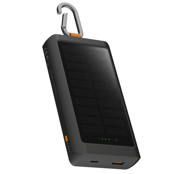 Xtorm 15W Go2 Solar Power Bank 10.000 mAh Inklusive 1.0W Solarpanel, integrierter Lampe und Karabiner, 15W FastCharge