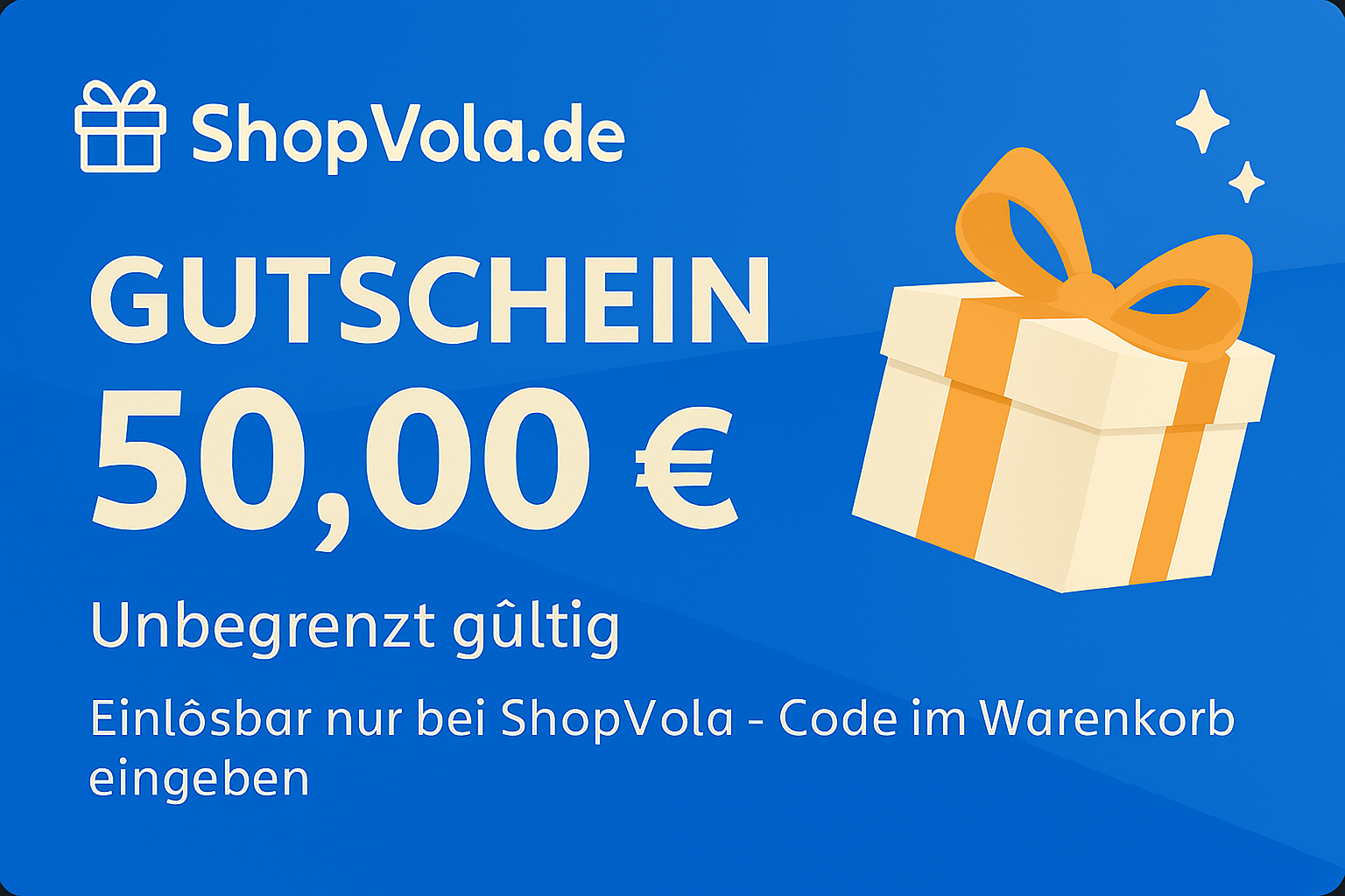 50€ Gutschein – Einlösbar im gesamten Shopvola Sortiment