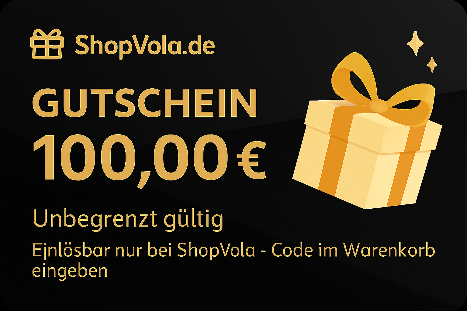 100€ Gutschein – Einlösbar im gesamten Shopvola Sortiment