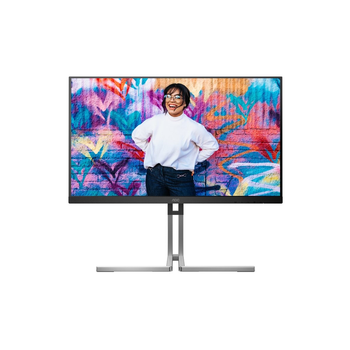 AOC Q27U3CV 27 Zoll QHD Monitor, Lautsprecher, höhenverstellbar, HDR400 (2560x1440, 75 Hz, HDMI, DisplayPort (in/out), USB-C (96