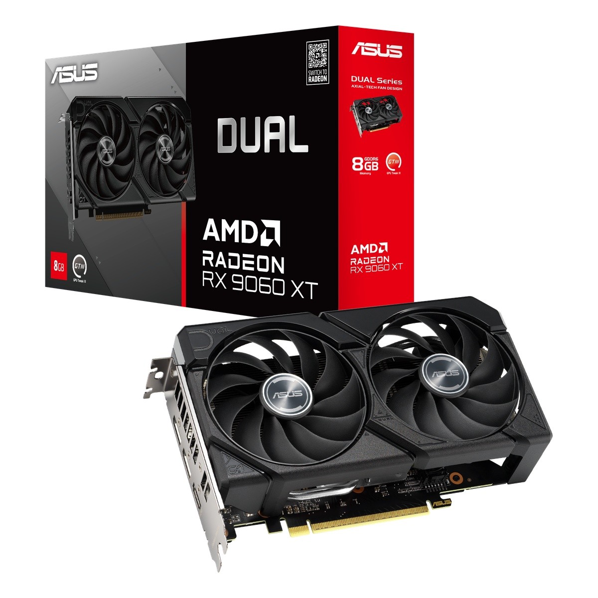 ASUS Dual Radeon RX 9060 XT 8GB Grafikkarte - 8GB GDDR6, HDMI, 3x DP