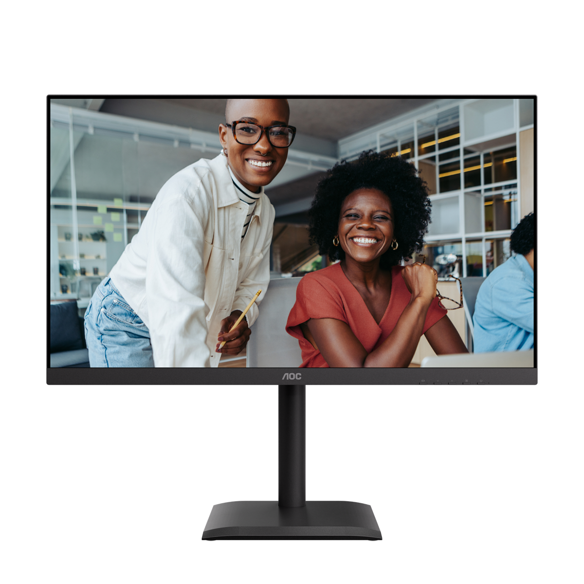 AOC U27E4CV Office Monitor 27 Zoll Ultra HD Monitor, Lautsprecher, höhenverstellbar, drehbar, neigbar