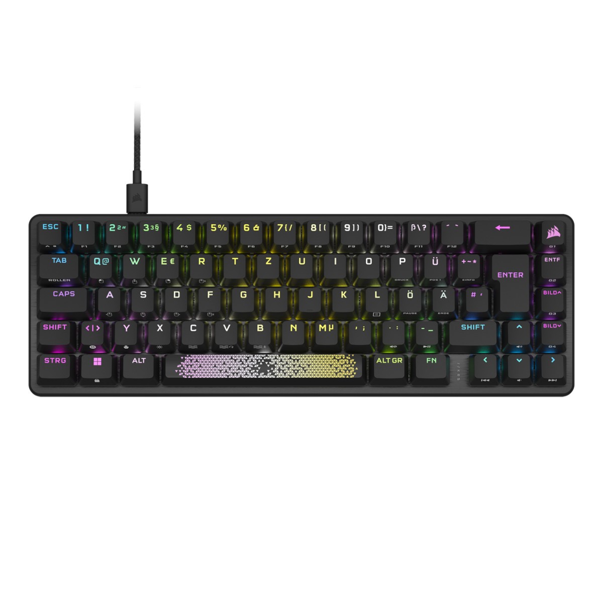 Corsair K65 PRO MINI Gaming Tastatur - 65 % Optisch-mechanische Gaming-Tastatur RGB-LED-Hintergrundbeleuchtung, CORSAIR OPX, Sch