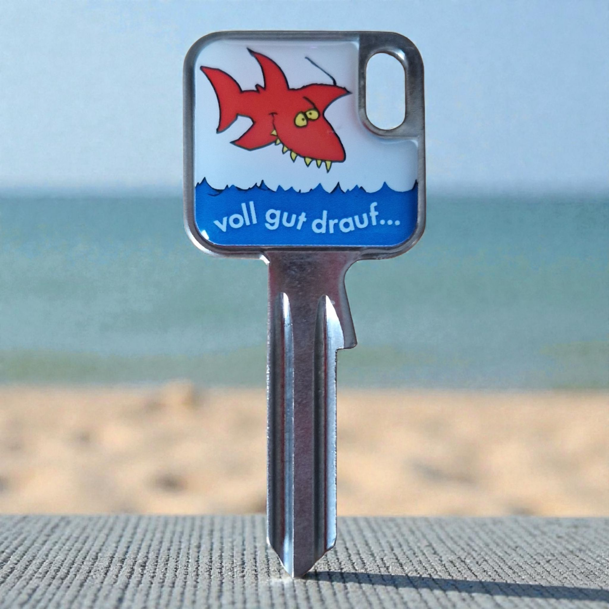 Schlüsselrohling „Hai – voll gut drauf…“