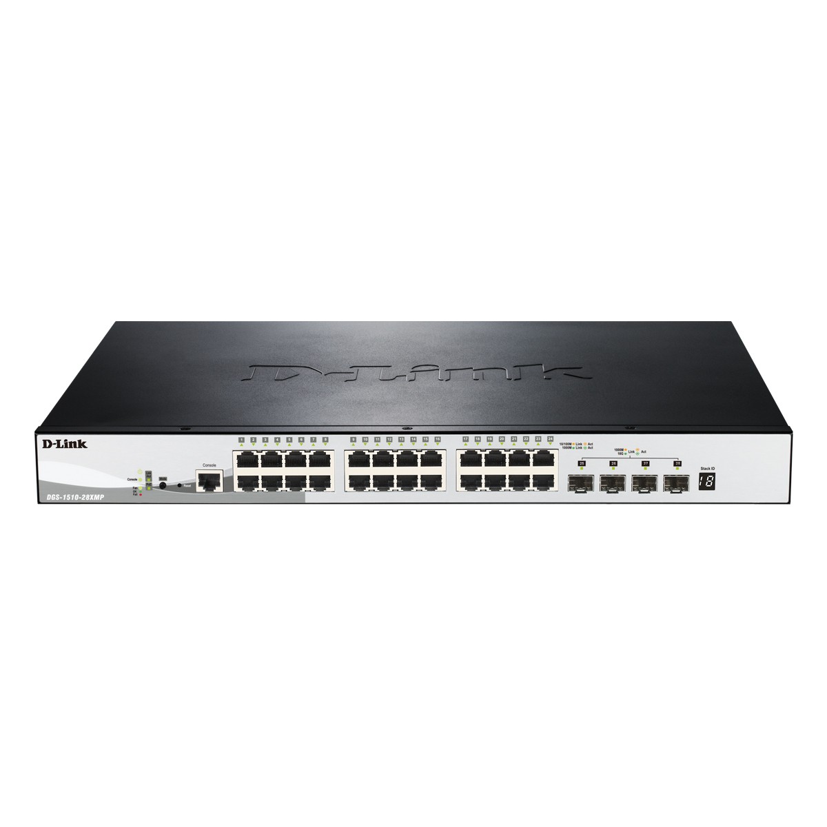 D-Link DGS-1510-28XMP Smart Managed Switch [24x Gigabit Ethernet PoE+, 370W, 4x 10 Gbit/s SFP+] 