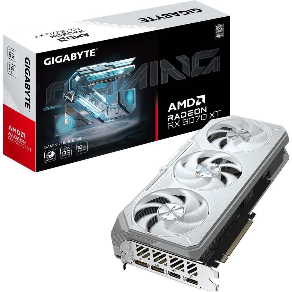 Gigabyte Radeon RX 9070 XT 16GB Gaming OC ICE Grafikkarte - 16GB GDDR6, 2x HDMI, 2x DP