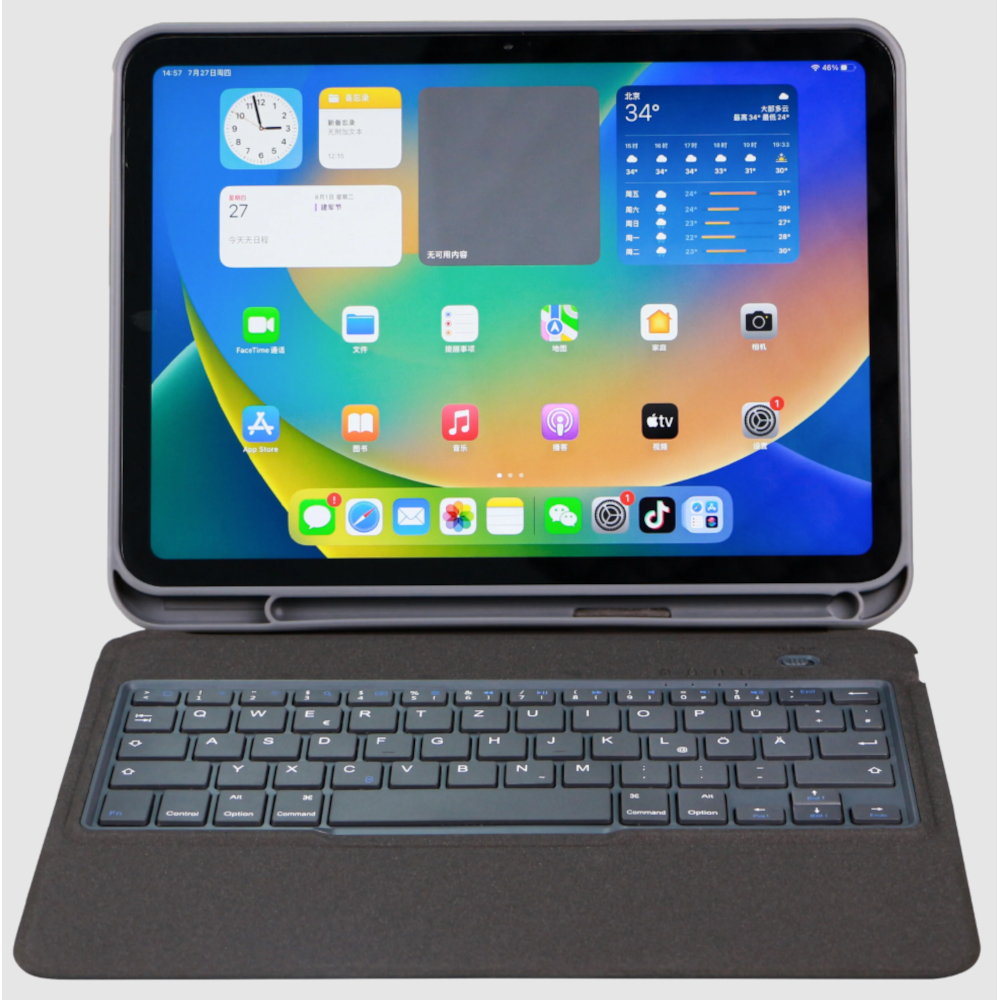 Deqster Slim Keyboard 2 für 13" Apple iPad Air(M2/M3), QWERTZ, DE-Layout, Grau