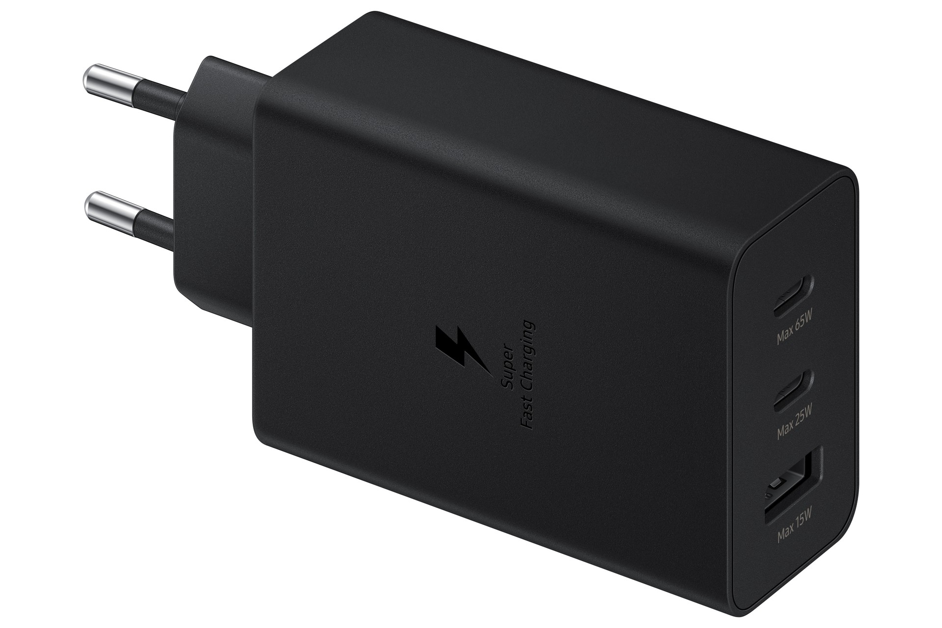 Samsung Reiseladegerät Trio (65W), schwarz Drei Anschlüsse (USB Type-C/ USB-A), PD 3.0 und Super Fast Charging bis zu 65 Watt