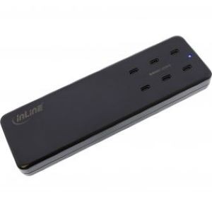 InLine Multiport Netzteil, 120W Ladegerät, 6x USB Typ-C PD 3.0, GaN, schwarz