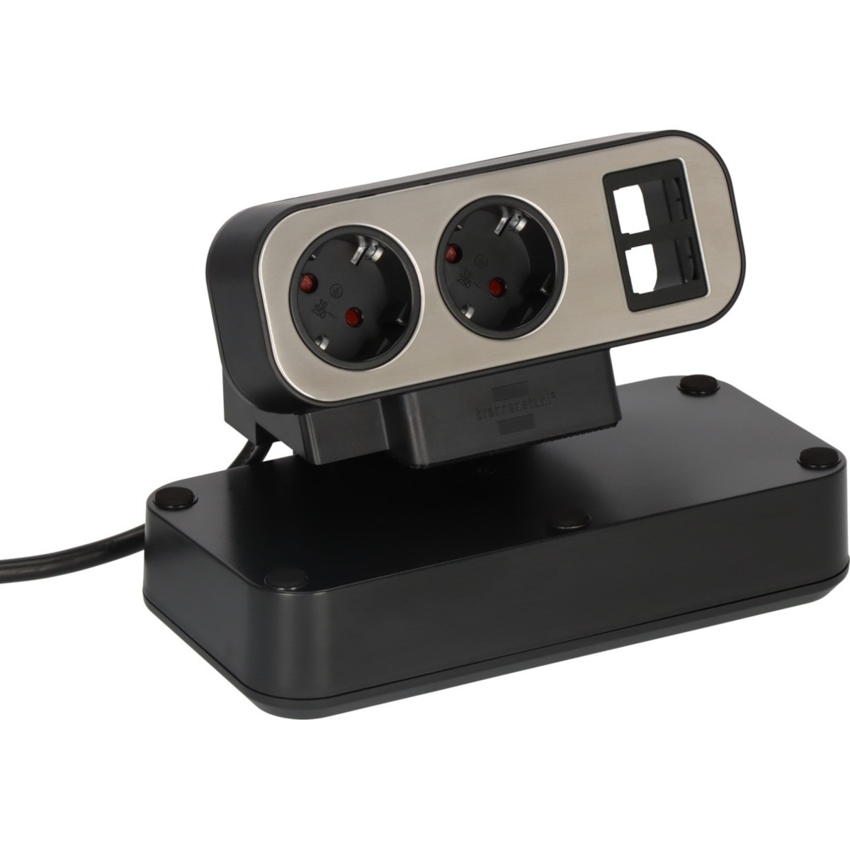 Brennenstuhl estilo Duplex Tischsteckdosenleiste 2m, mit Überspannungsschutz, 2x Keystone Module, 9x Schutzkontakt-Steckdosen, s