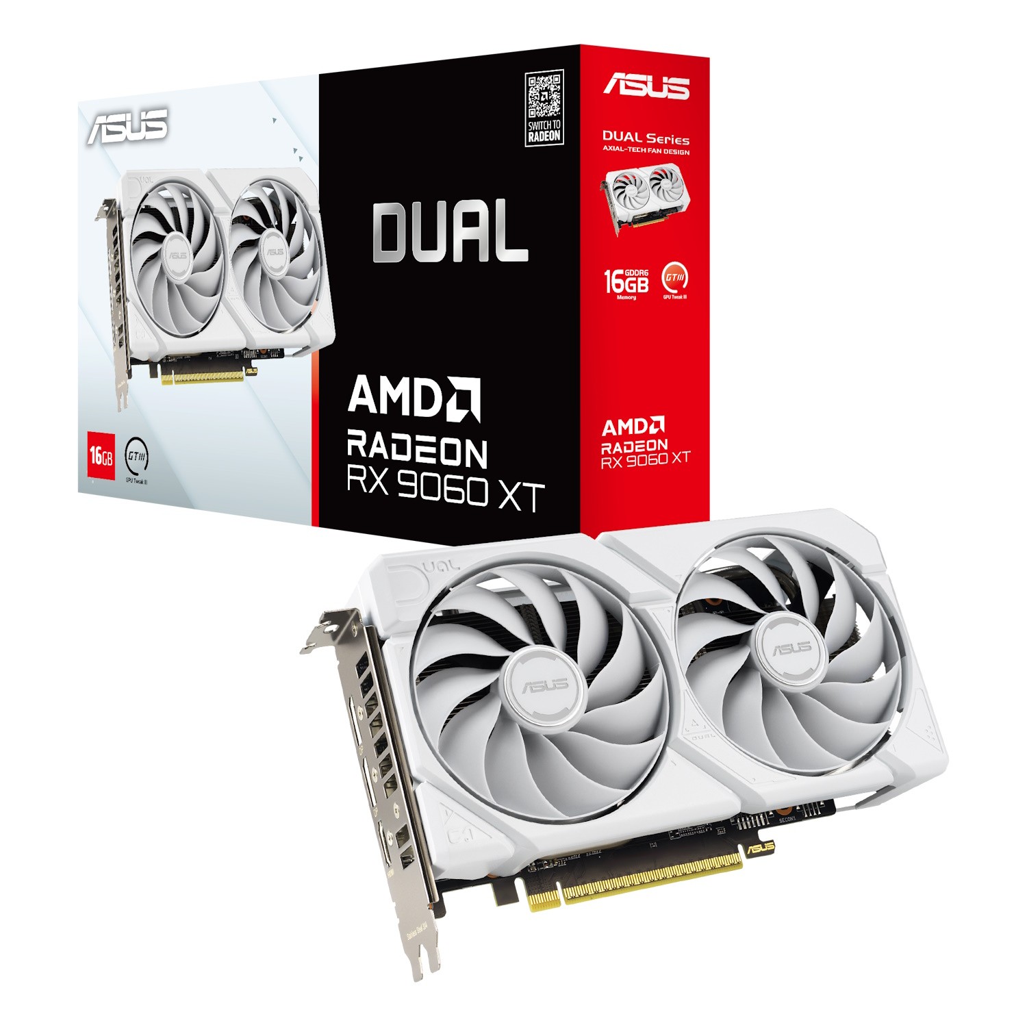 ASUS Dual Radeon RX 9060 XT 16GB White Grafikkarte - 16GB GDDR6, HDMI, 2x DP