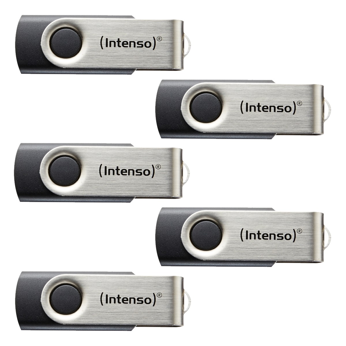 Intenso Basic Line Typ-A 8GB USB-Stick 5er Pack Swivel, mit Öse, bis zu 28 MB/s, USB 2.0