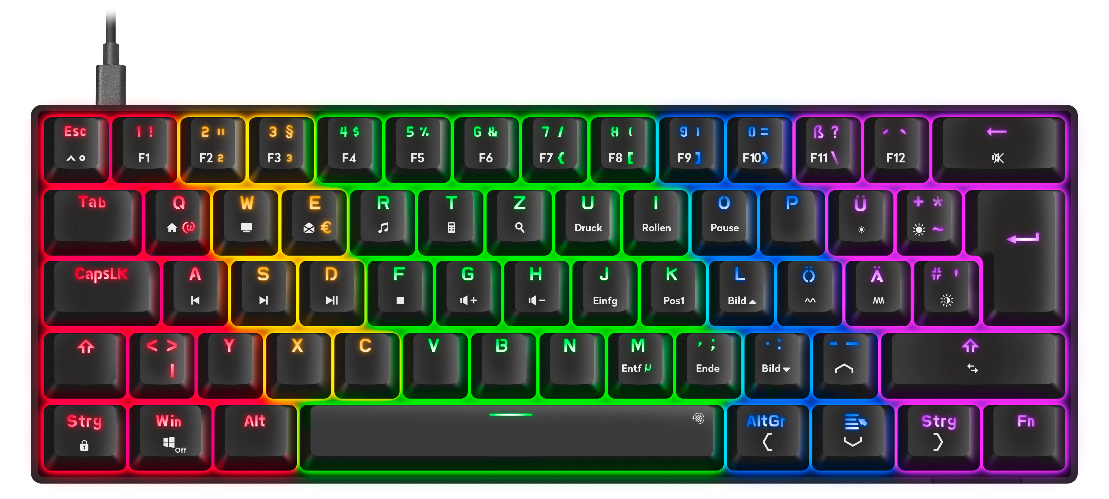 Speedlink ATMOS RGB Regenbogen Mechanische 60% Gaming Tastatur mit braunen Schaltern, schwarz