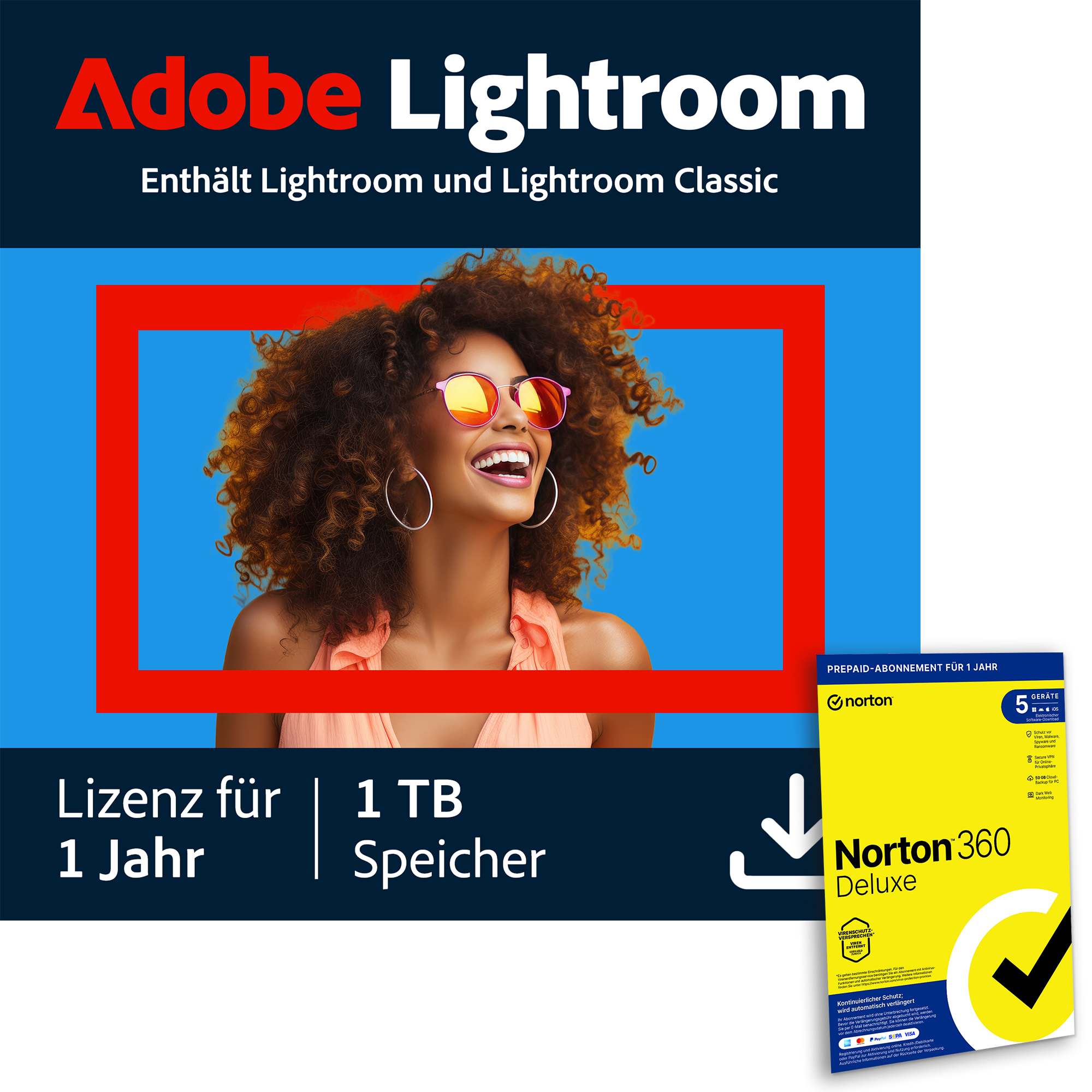 Adobe Lightroom | 1 Jahr | 1TB | PC/Mac inkl. Norton 360 Deluxe