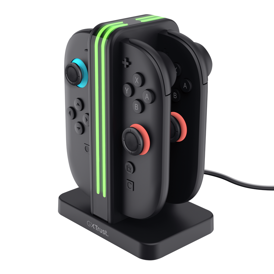 Trust GXT1256 Ladestation für JoyCon 2 Ladedock zum gleichzeitigen Aufbewahren und Aufladen von 4 Nintendo Switch Joy-Con 2