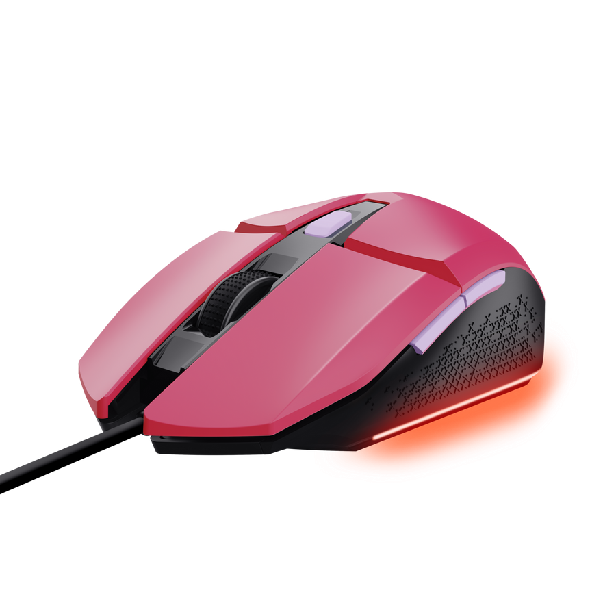 Trust Gaming GXT109P FELOX Gaming Maus pink Beleuchtete Gaming-Maus mit programmierbaren Tasten, weiß