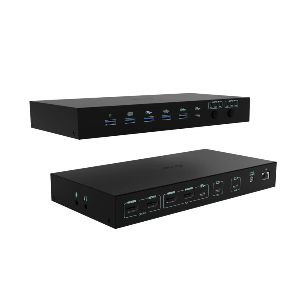 i-tec USB-C KVM Docking station for 3 Hosts, Dual Display, Power Delivery 1x 92W/2x 65W