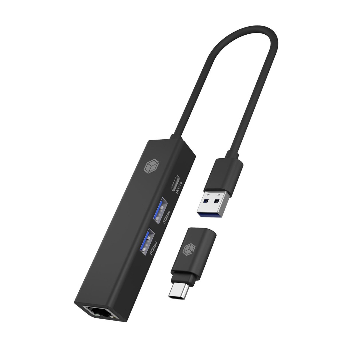 Icy Box USB 3.2 Gen 1 Type-A+C zu 2x USB-A / 1x USB-C / 1x Gigab